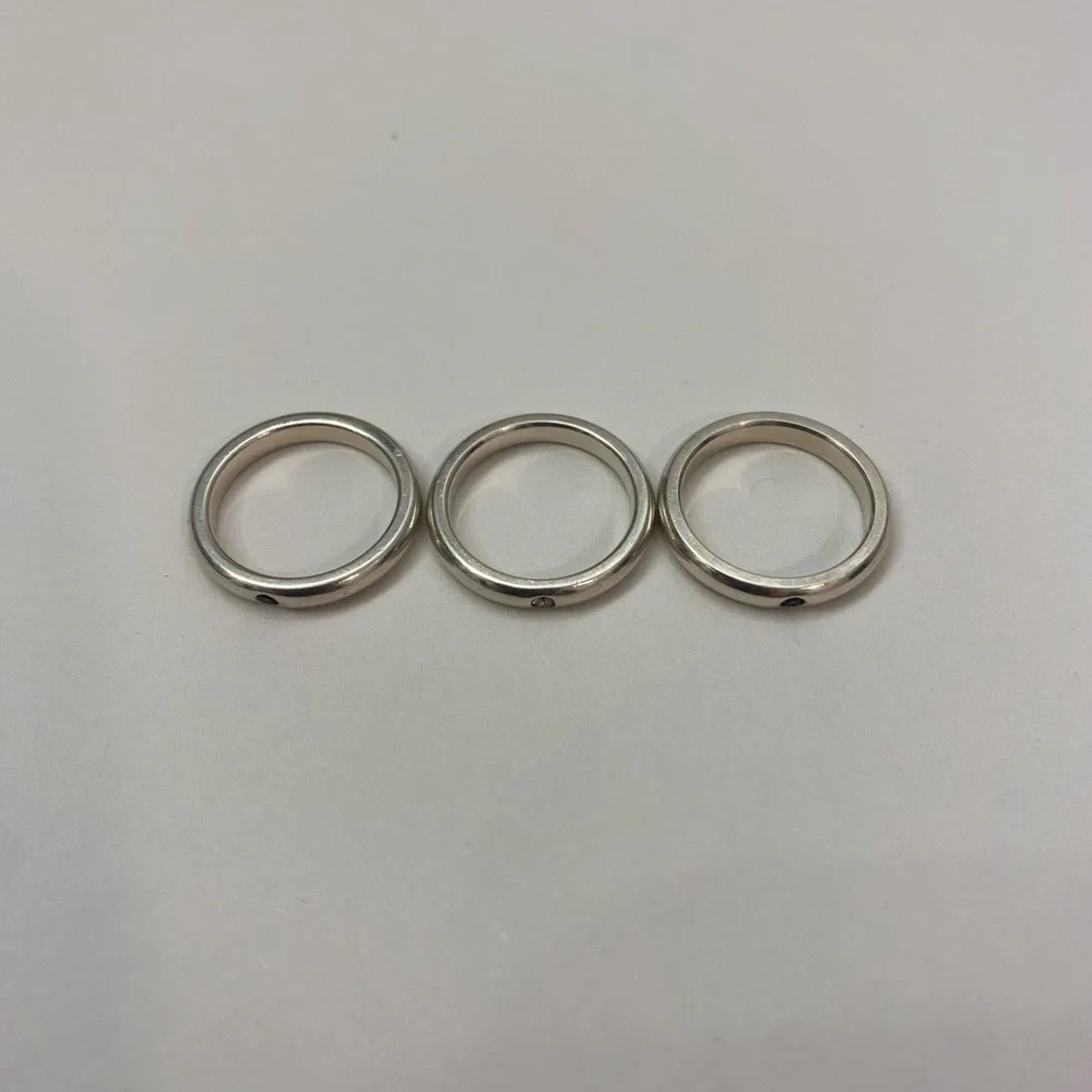 3 Tiffany & Co. Sterling Silver 925 Stacking Rings Sapphire & Diamond size 3 3/4 - Picture 2 of 6